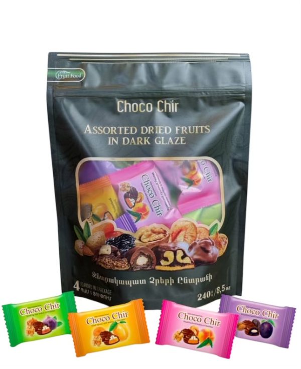 Choco Chir Zip Assorted Dried Fruits in Dark Glaze 240g/8,5oz